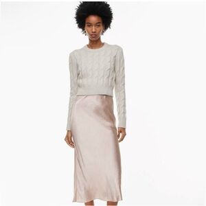 Aritzia Babaton Light Pink Slip Midi Skirt